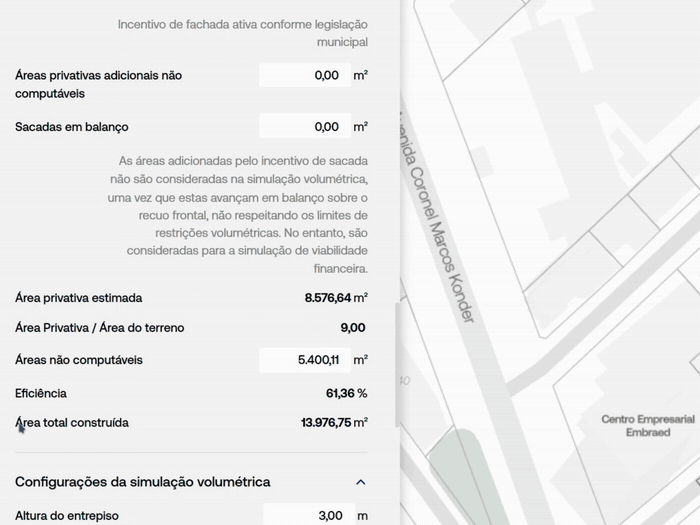 Simulação de volumetria construtiva no Itajaí 360